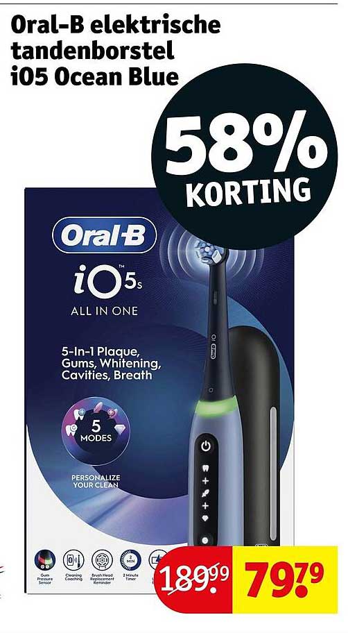 Oral-B elektrische tandenborstel iO5 Ocean Blue 58% KORTING