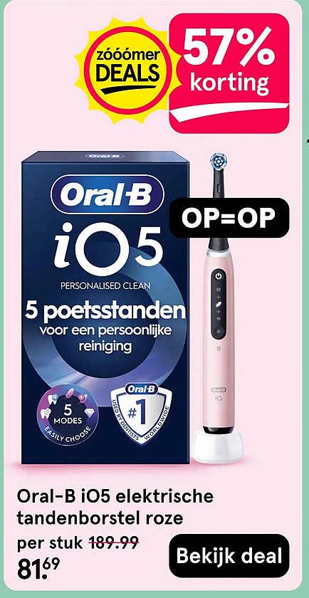 Oral-B iO5 elektrische tandenborstel roze OP=OP