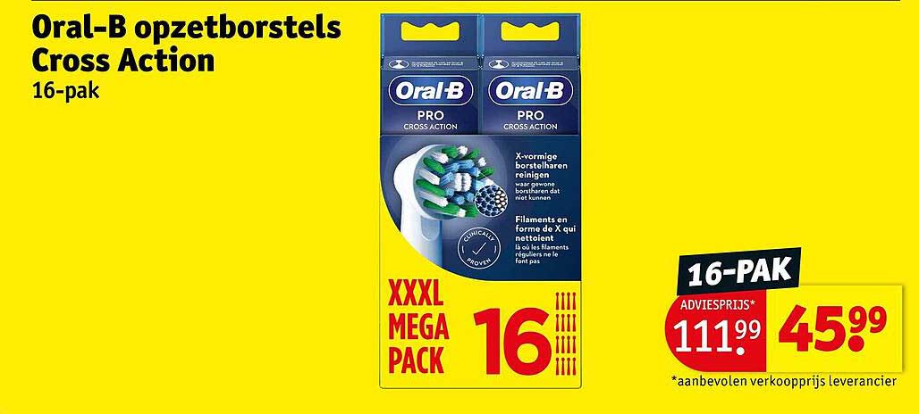 Oral-B opzetborstels Cross Action 16-pak
