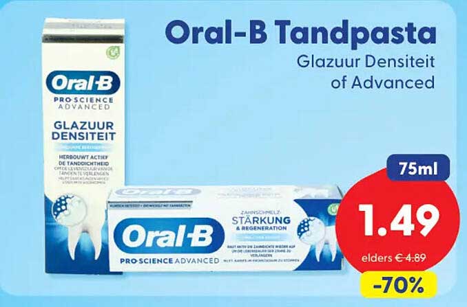 Oral-B Tandpasta Glazuur Densiteit of Advanced 75ml -70%