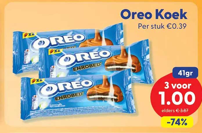 Oreo Koek Per stuk €0.39 3 voor 1.00 -74%