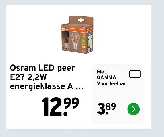 Osram LED peer E27 2,2W energiekklasse A ...