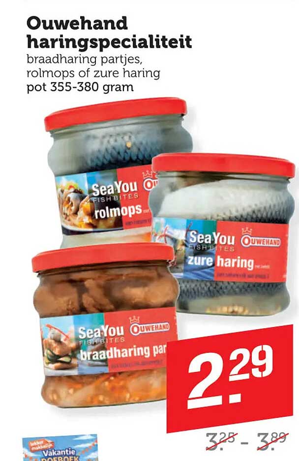 Ouwehand haringspecialiteit braadharing partjes, rolmops of zure haring pot 355-380 gram