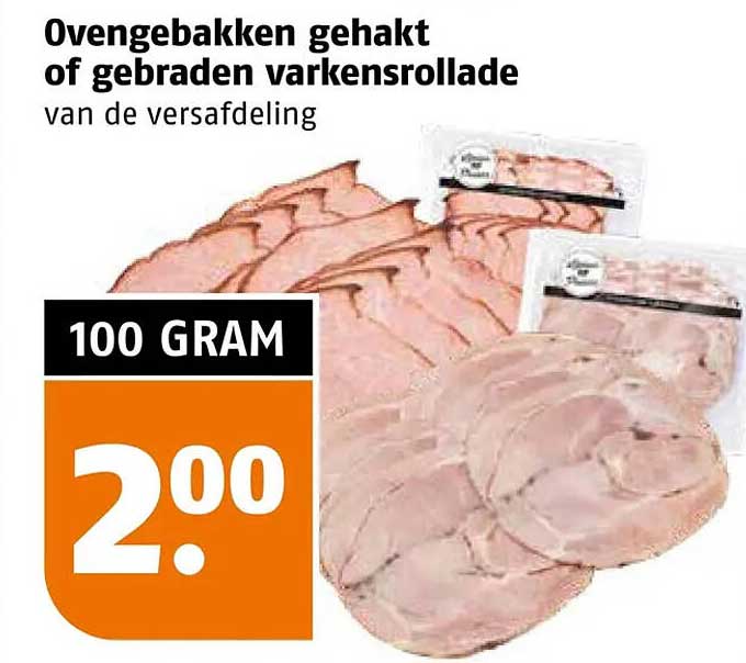 Ovengebakken gehakt of gebraden varkensrollade van de versafdeling