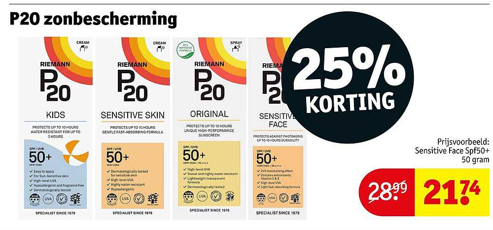 P20 zonbescherming 25% korting