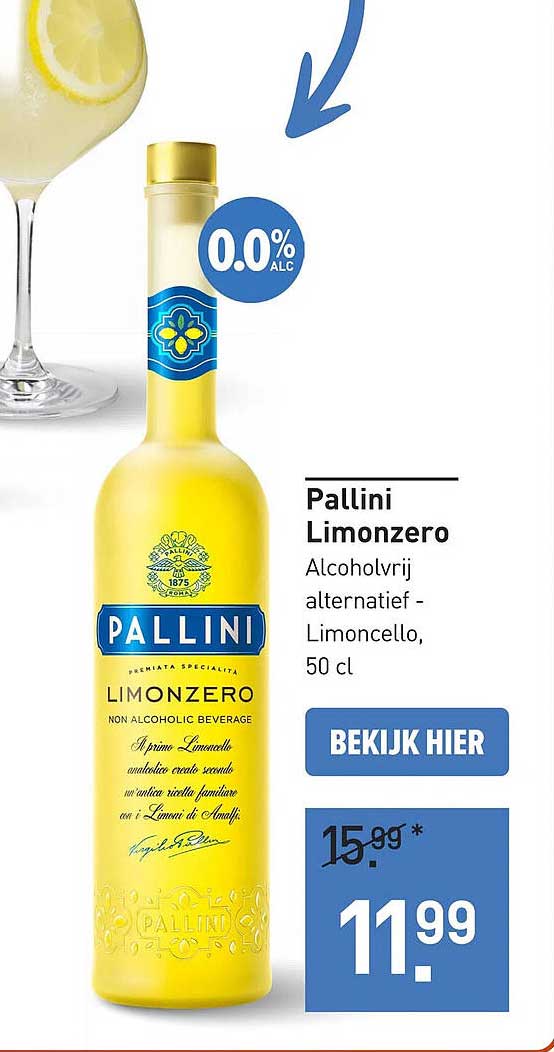 Pallini Limonzero Alcoholvrij alternatief - Limoncello, 50 cl