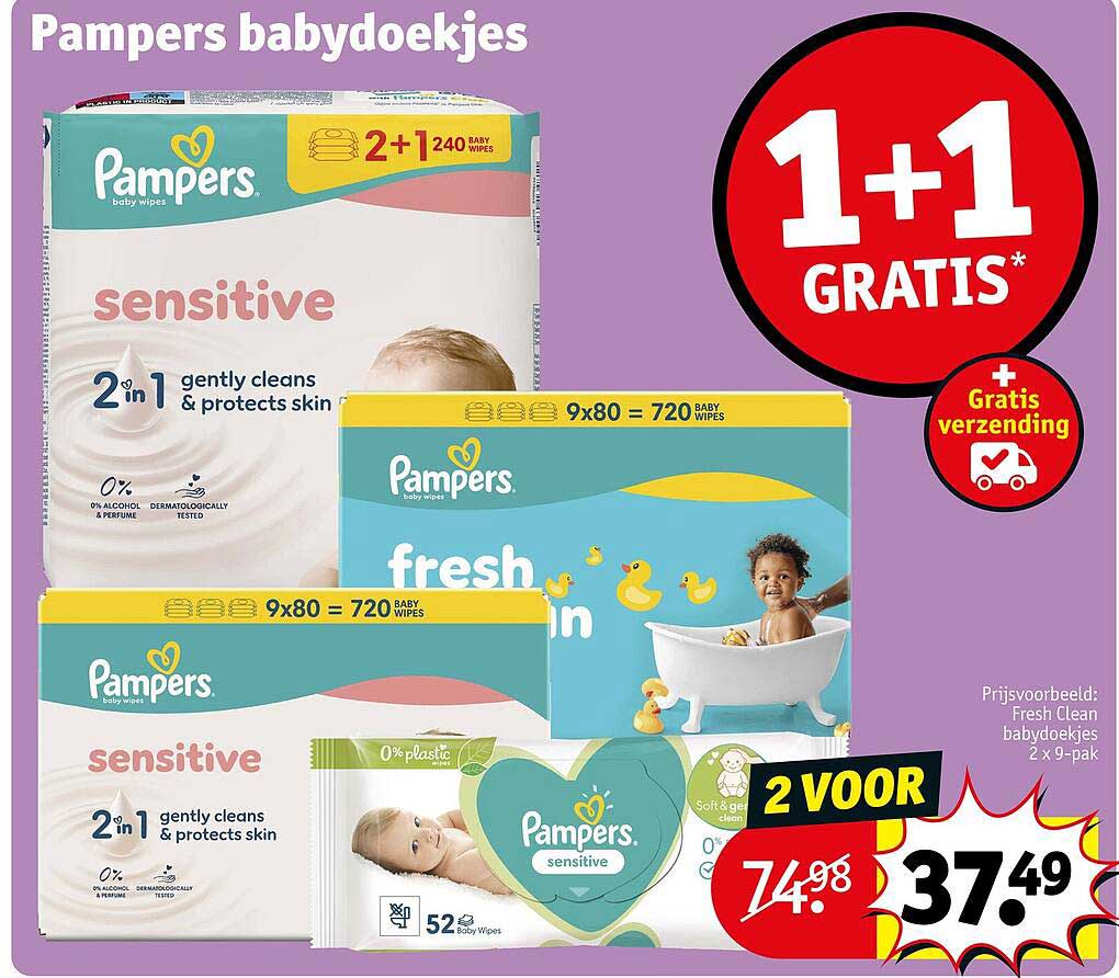 Pampers babydoekjes 1+1 GRATIS