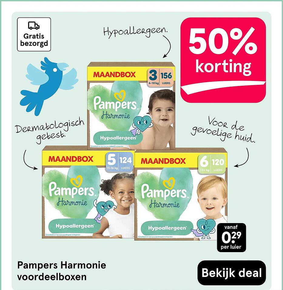Pampers Harmonie voordeelboxen 50% korting