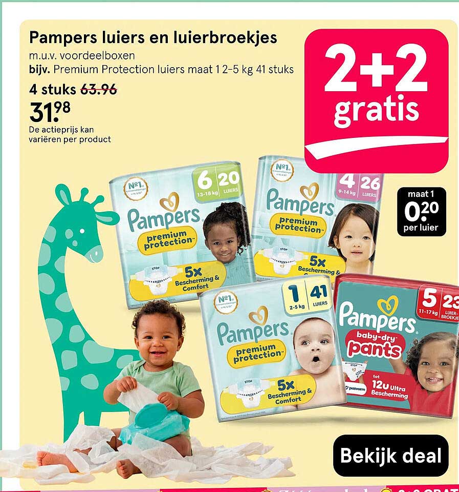 Pampers luiers en luierbroekjes 2+2 gratis