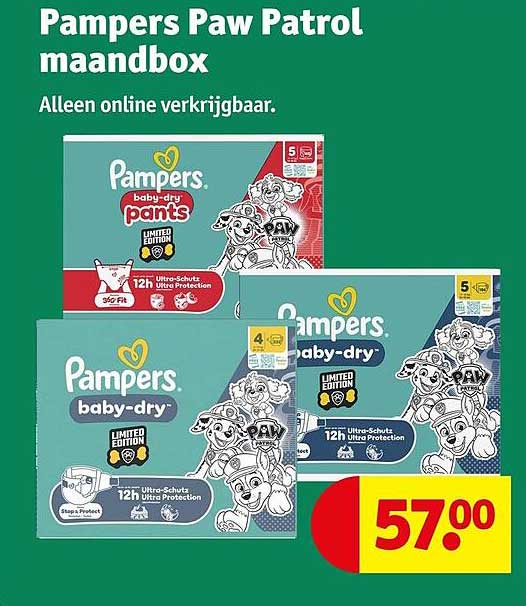 Pampers Paw Patrol maandbox Alleen online verkrijgbaar.