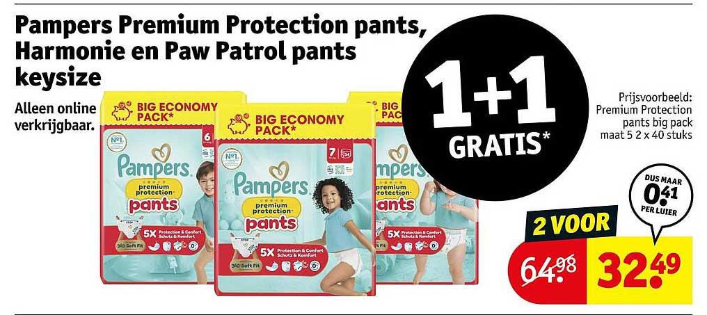 Pampers Premium Protection pants, Harmonie en Paw Patrol pants keysize 1+1 GRATIS*