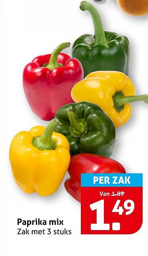 Paprika mix Zak met 3 stuks PER ZAK
