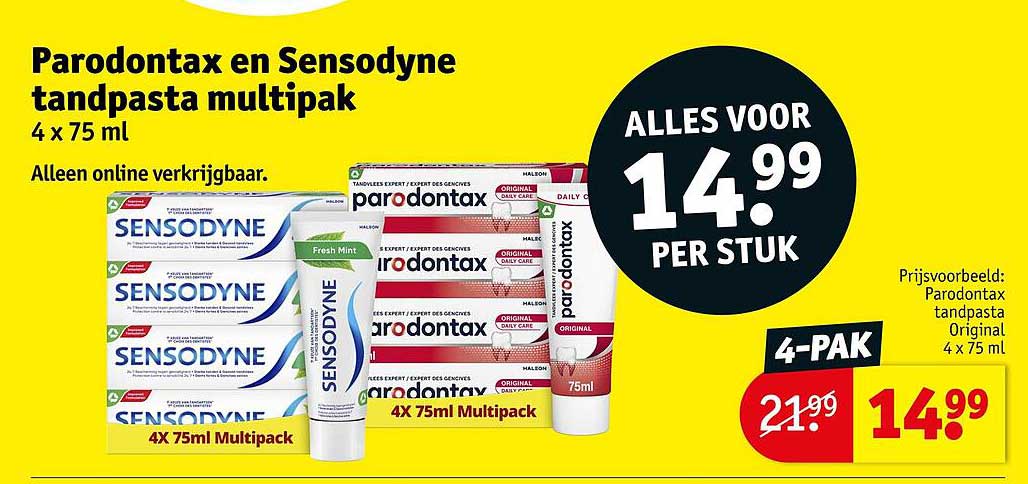 Parodontax en Sensodyne tandpasta multipak 4 x 75 ml