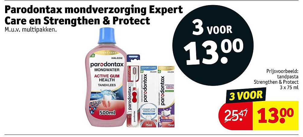 Parodontax mondverzorging Expert Care en Strengthen & Protect 3 voor 13.00