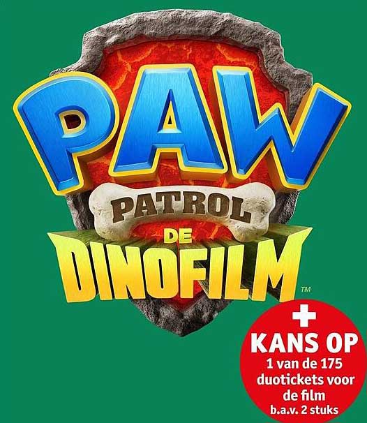 PAW Patrol De Dino Film + KANS OP 1 van de 175 duotickets voor de film b.a.v. 2 stuks
