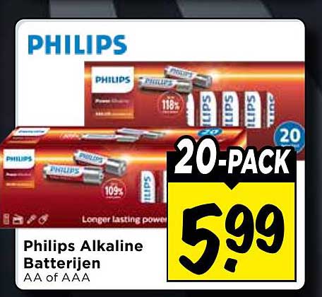 Philips Alkaline Batterijen AA of AAA