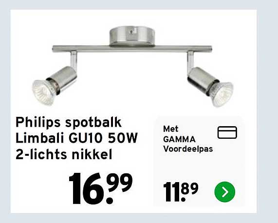 Philips spotbalk Limbali GU10 50W 2-lichts nikkel