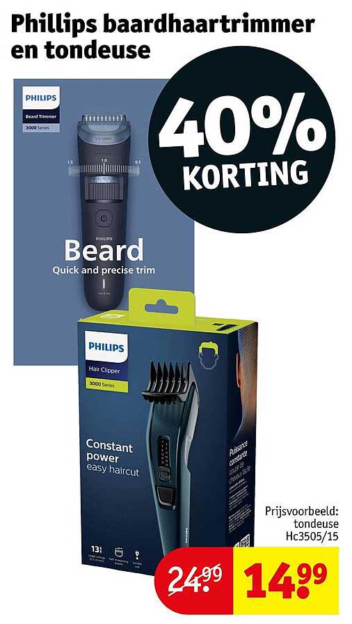 Phillips baardhaartrimmer en tondeuse 40% KORTING