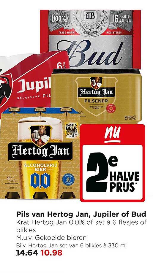 Pils van Hertog Jan, Jupiler of Bud 2e halve prijs