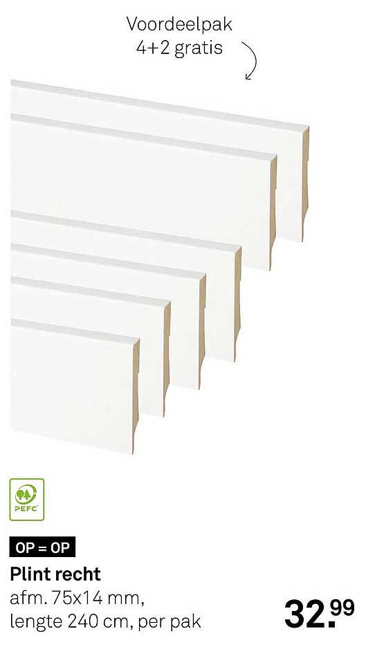 Plint recht voordeelpak 4+2 gratis