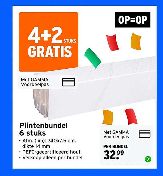 Plintenbundel 6 stuks 4+2 STUKS GRATIS