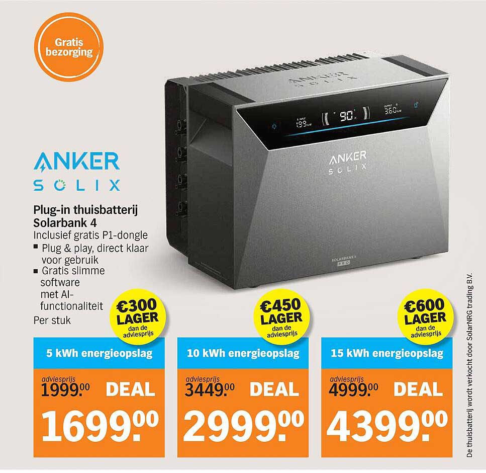 Plug-in thuisbatterij Solarbank 4 Inclusief gratis P1-dongle