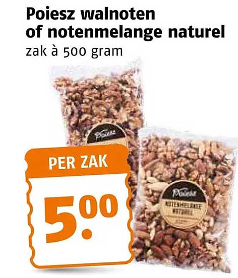Poiesz walnoten of notenmelange naturel zak à 500 gram