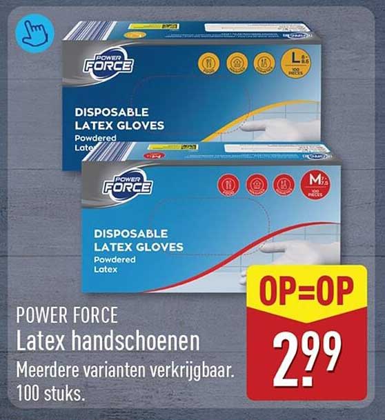 POWER FORCE Latex handschoenen Meerdere varianten verkrijgbaar. 100 stuks.