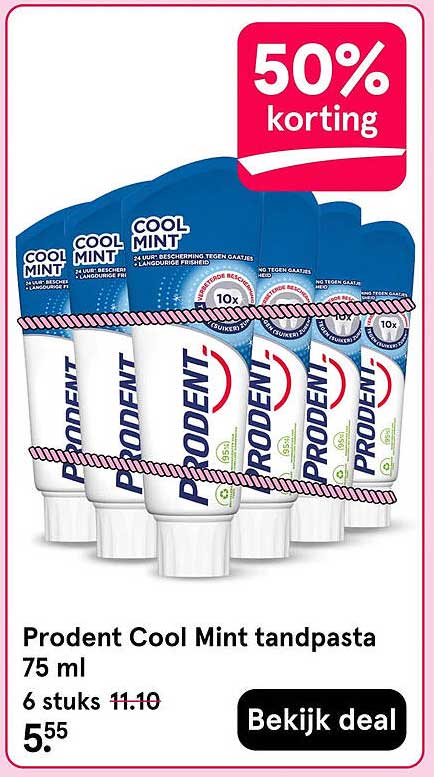 Prodent Cool Mint tandpasta 75 ml 6 stuks 50% korting