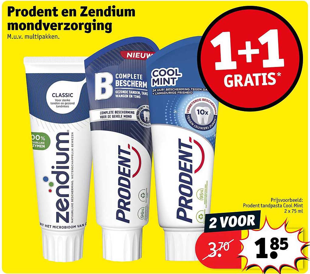 Prodent en Zendium mondverzorging 1+1 GRATIS*