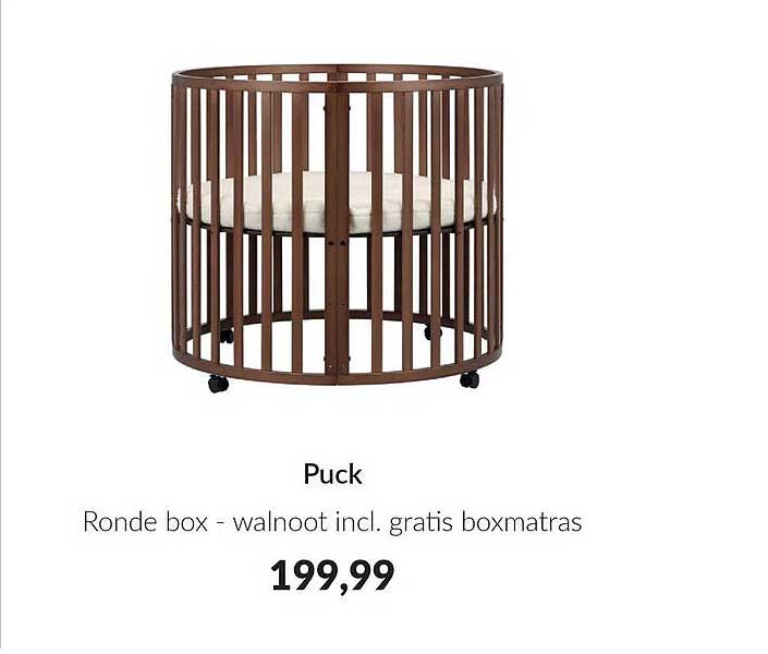 Puck Ronde box - walnoot incl. gratis boxmatras