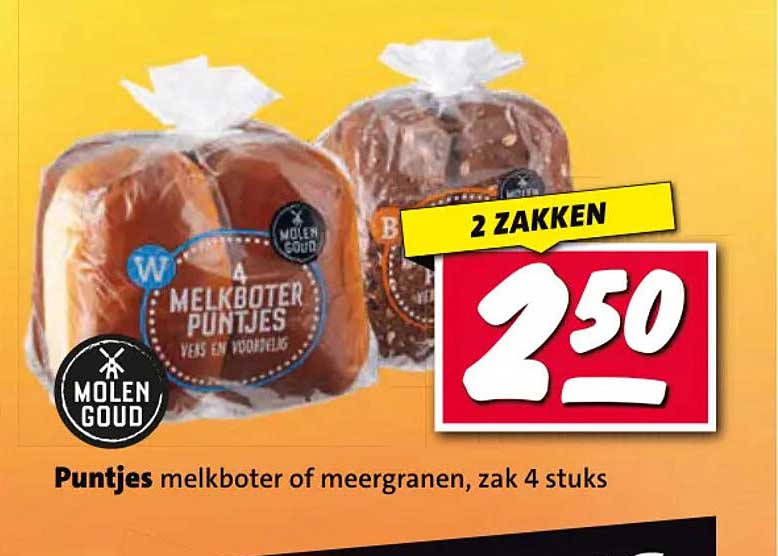Puntjes melkboter of meergranen, zak 4 stuks 2 ZAKKEN
