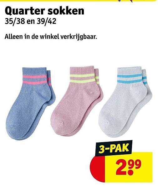 Quarter sokken 35/38 en 39/42