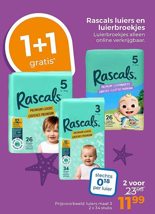 Rascals luiers en luierbroekjes 1+1 gratis