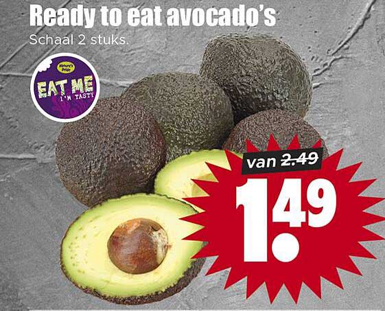 Ready to eat avocado's Schaal 2 stuks