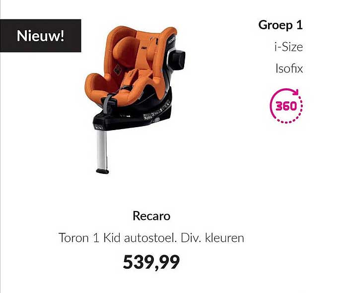 Recaro Toron 1 Kid autostoel. Div. kleuren