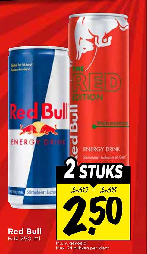 Red Bull Blik 250 ml 2 STUKS