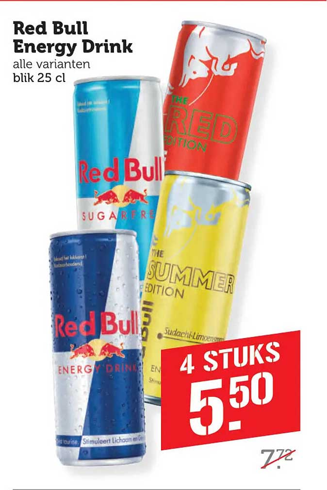 Red Bull Energy Drink alle varianten blik 25 cl 4 stuks