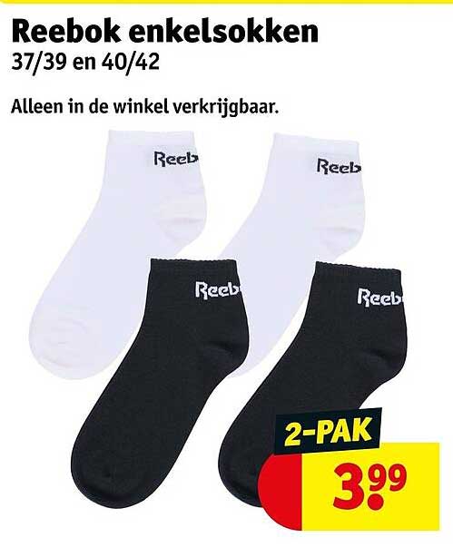 Reebok enkelsokken 37/39 en 40/42 2-PAK
