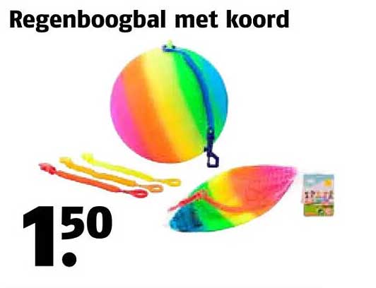 Regenboogbal met koord