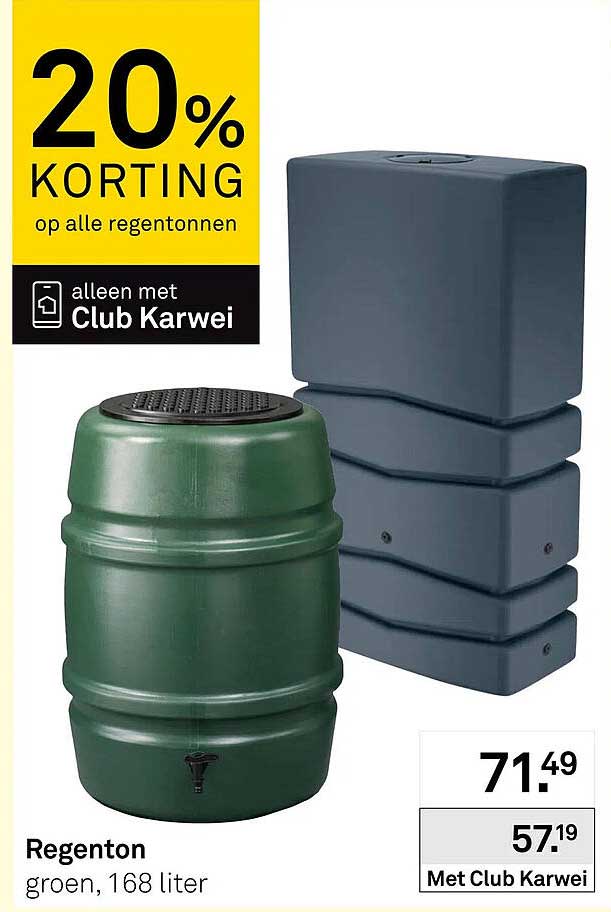 Regenton groen, 168 liter 20% KORTING op alle regentonnen