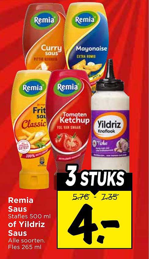 Remia Saus, Sta fles 500 ml of Yildriz Saus