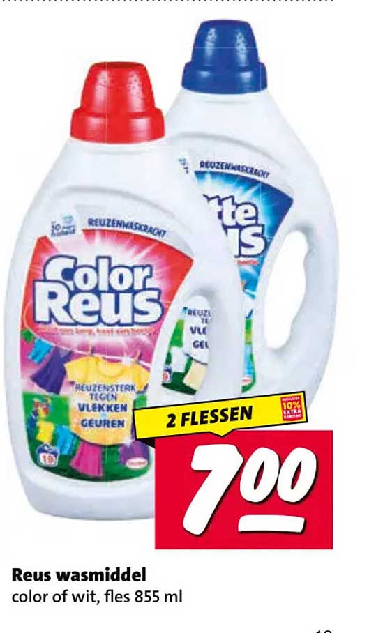 Reus wasmiddel color of wit, fles 855 ml 2 FLESSEN