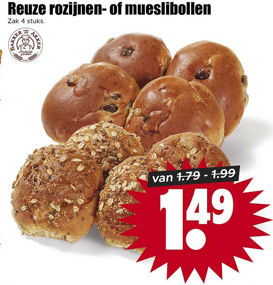 Reuze rozijnen- of mueslibollen