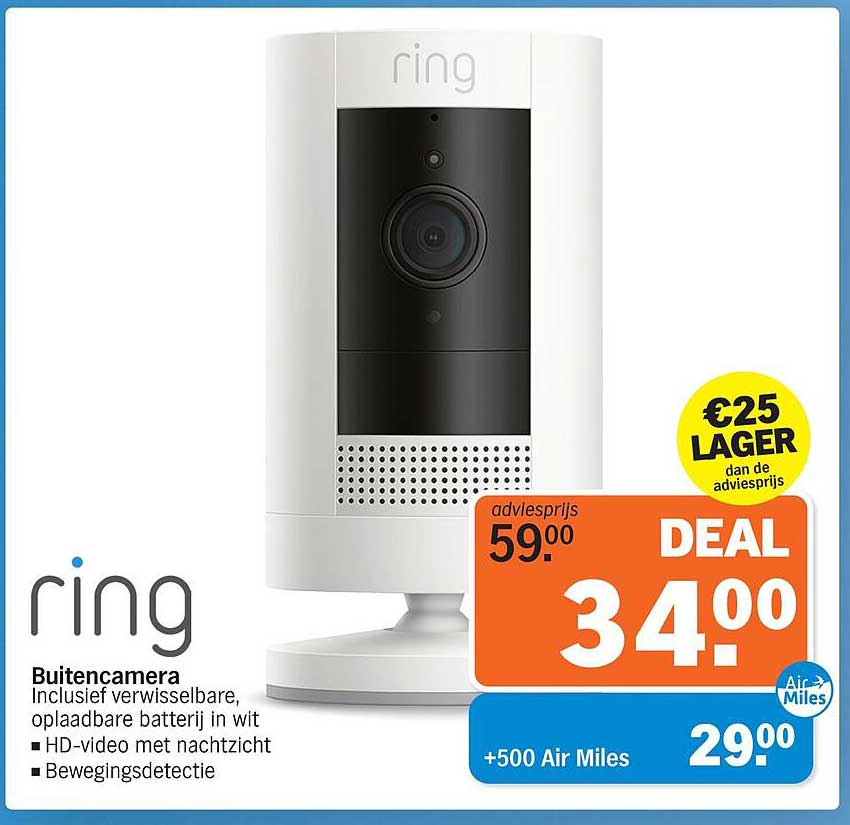 ring Buitencamera, inclusief verwisselbare, oplaadbare batterij in wit