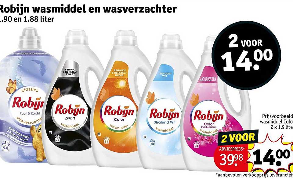 Robijn wasmiddel en wasverzachter