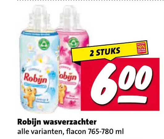 Robijn wasverzachter alle varianten, flacon 765-780 ml 2 STUKS