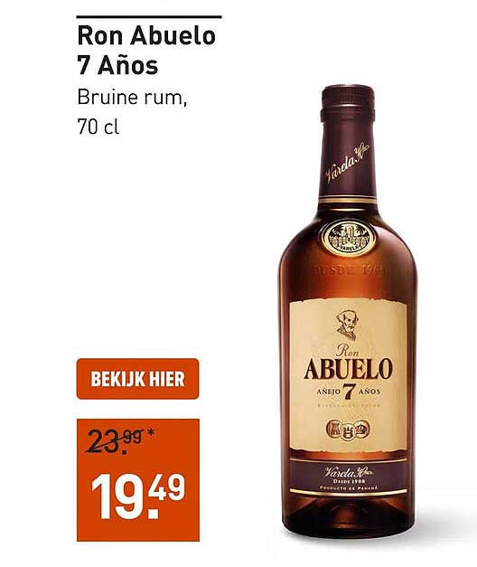 Ron Abuelo 7 Años Bruine rum, 70 cl