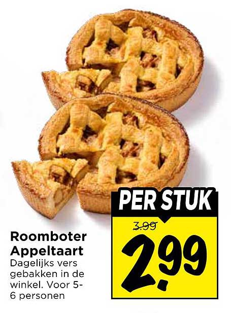 Roomboter Appeltaart PER STUK