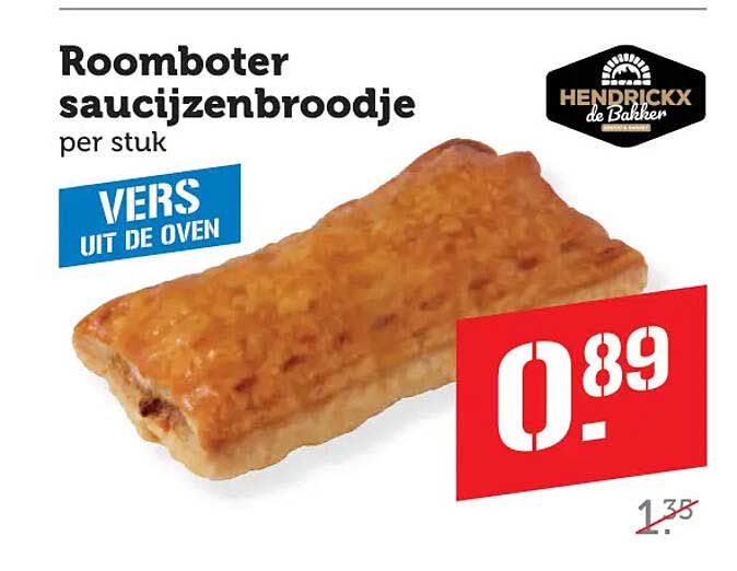 Roomboter saucijzenbroodje per stuk